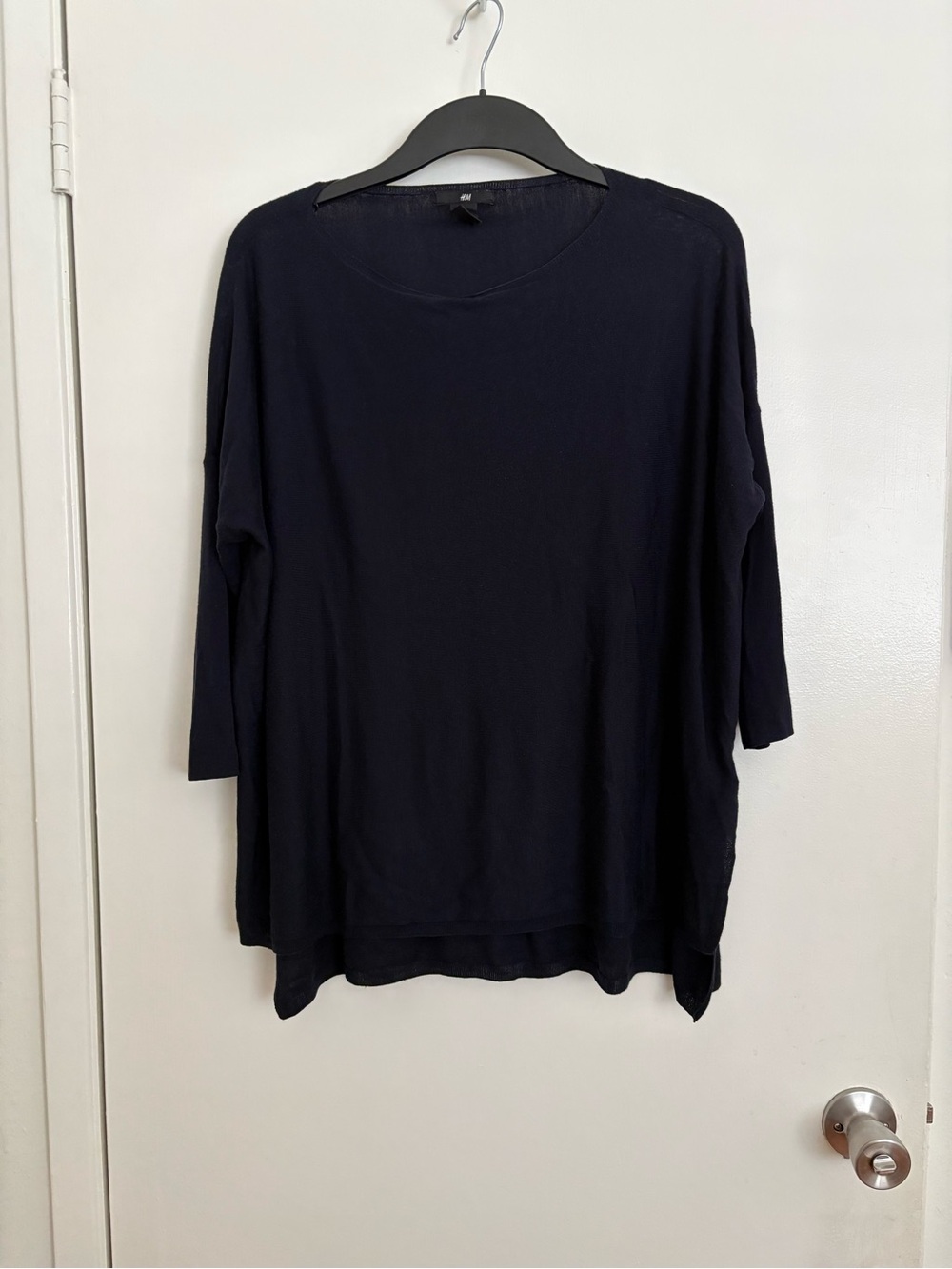 H&M Navy Relaxed Long Sleeve Tunic Top